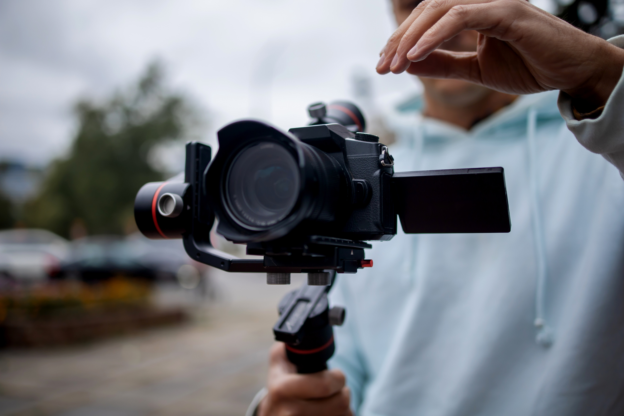 A picture of a video camera being used to film