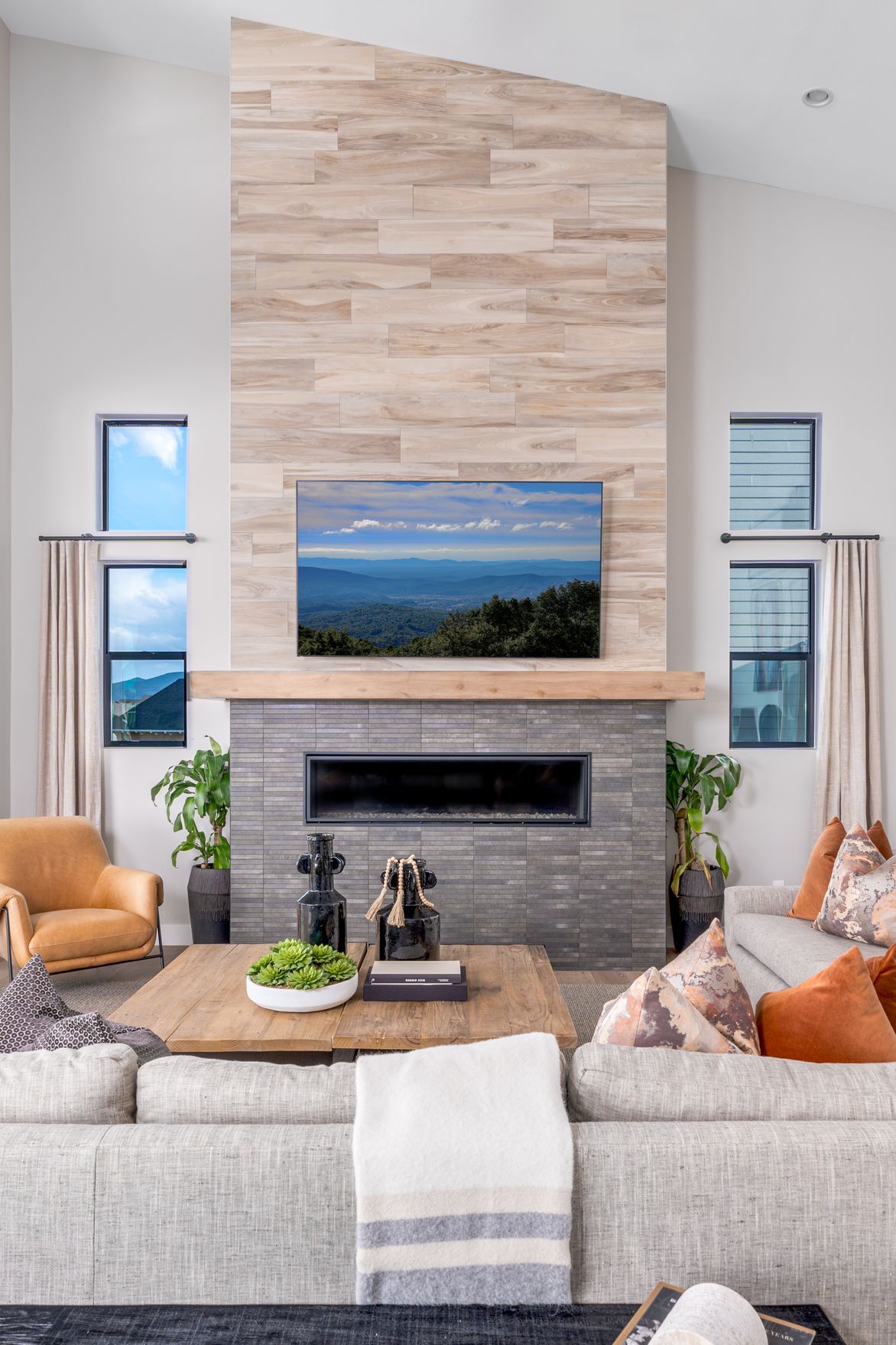 A welcoming image of a TV above a fireplace